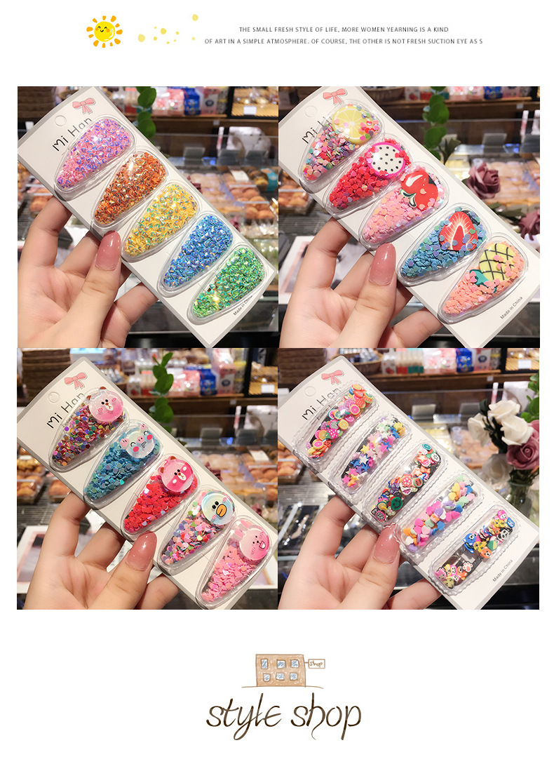 Korean Style Children's Quicksand Barrettes New BB Clip Card Infant Hairpin Hairclip Baby Baby Clip Headdress