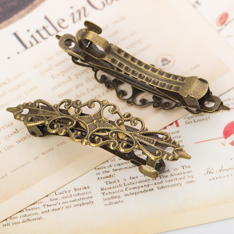 Complex Classical Copper Material Hollow Out Laminate Court Distressed Hairpin Barrettes Duck Tongue Clamp Card Side Clip Clip Clamp
