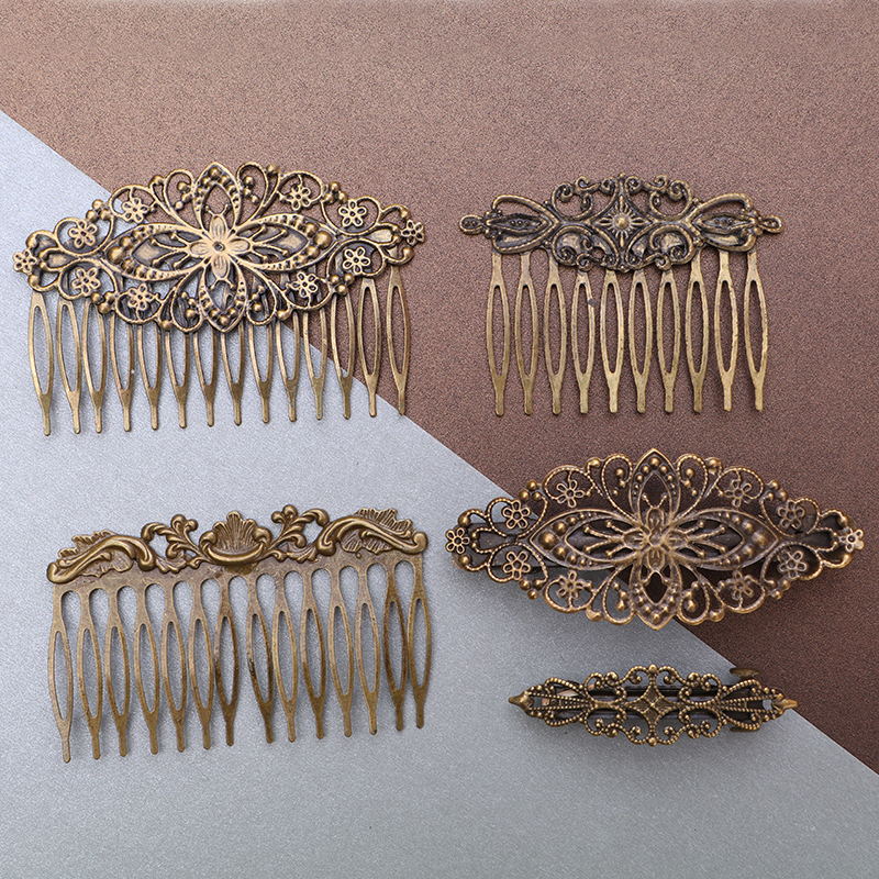 Complex Classical Copper Material Hollow Out Laminate Court Distressed Hairpin Barrettes Duck Tongue Clamp Card Side Clip Clip Clamp