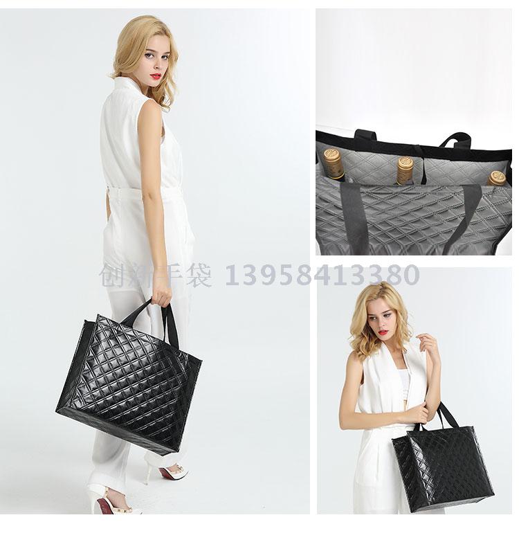High-quality laser film bag customized embossed waterproof three-layer thickened non-woven portable gift bag grille storage bag