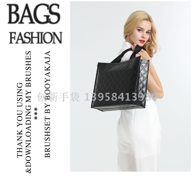 High-quality laser film bag customized embossed waterproof three-layer thickened non-woven portable gift bag grille storage bag