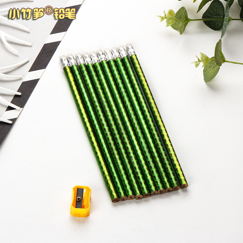Slender Bamboo Shoot HB Laser Film Suction Pencil 816 Non-Toxic round Brush Pot Children Student Factory in Stock Wholesale