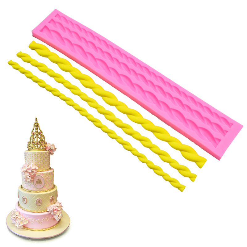 DIY Baking Rope Leaf Bar Shape Cake Surrounding Border Decoration Fondant Mould Chocolate Liquid Silicone Mold