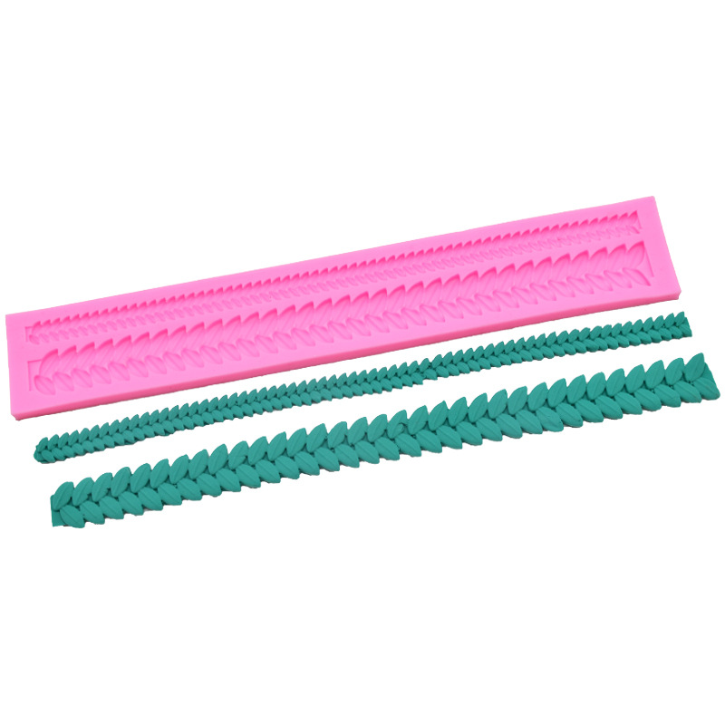 DIY Baking Rope Leaf Bar Shape Cake Surrounding Border Decoration Fondant Mould Chocolate Liquid Silicone Mold