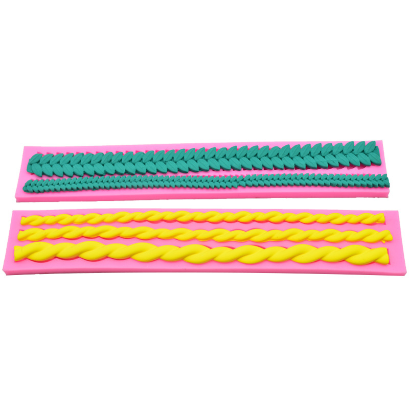 DIY Baking Rope Leaf Bar Shape Cake Surrounding Border Decoration Fondant Mould Chocolate Liquid Silicone Mold DIY Baking Rope Leaf Bar Shape Cake Surrounding Border Decoration Fondant Mould Chocolate Liquid Silicone Mold