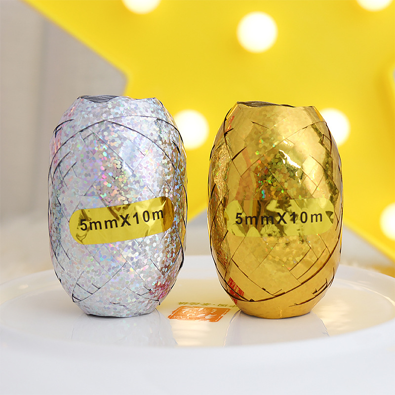 10 M Balloon Laser Silk Ribbons Colored Ribbons Tie, Decorative Band Pieces Balloon Rope Cake Rope