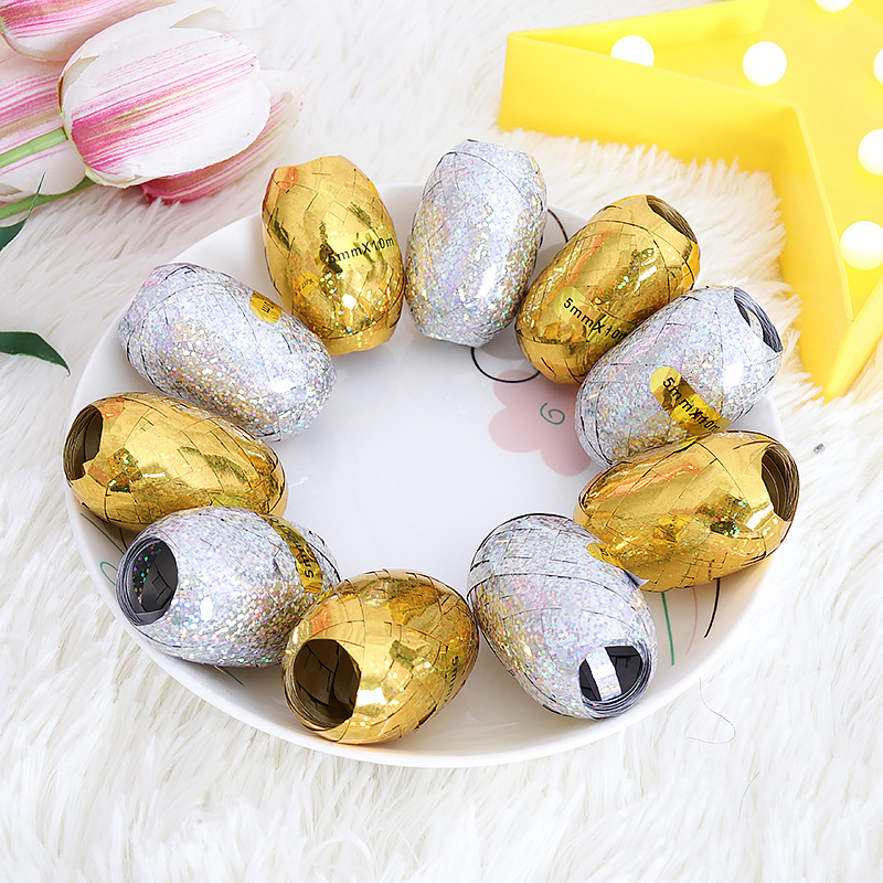 10 M Balloon Laser Silk Ribbons Colored Ribbons Tie, Decorative Band Pieces Balloon Rope Cake Rope