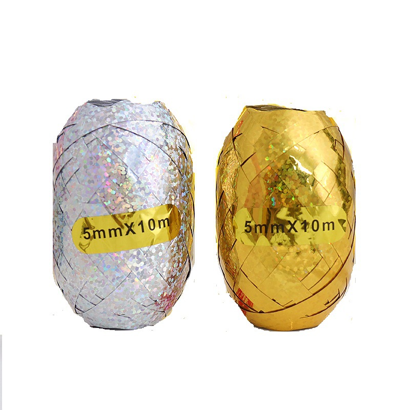 10 M Balloon Laser Silk Ribbons Colored Ribbons Tie, Decorative Band Pieces Balloon Rope Cake Rope