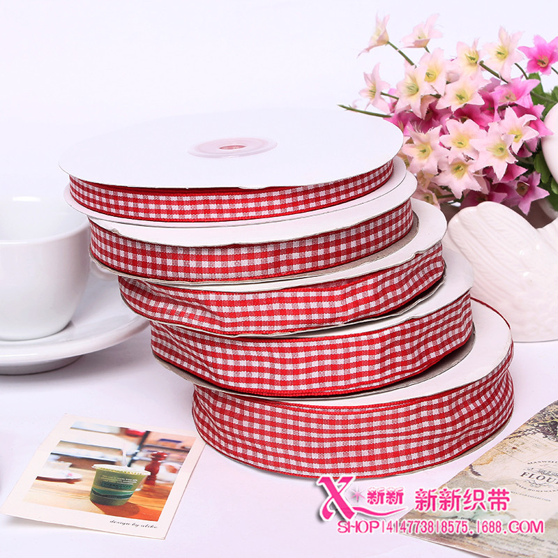 Baking Packaging Bag Rope Pastry Box Ribbon Cake Box Decorative Red 2. 5cm Plaid Ribbon Gift Ribbon