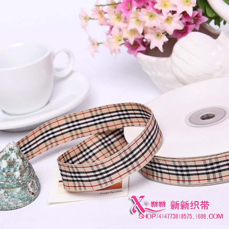 Baking Packaging Bag Rope Pastry Box Ribbon Cake Box Decorative Red 2. 5cm Plaid Ribbon Gift Ribbon