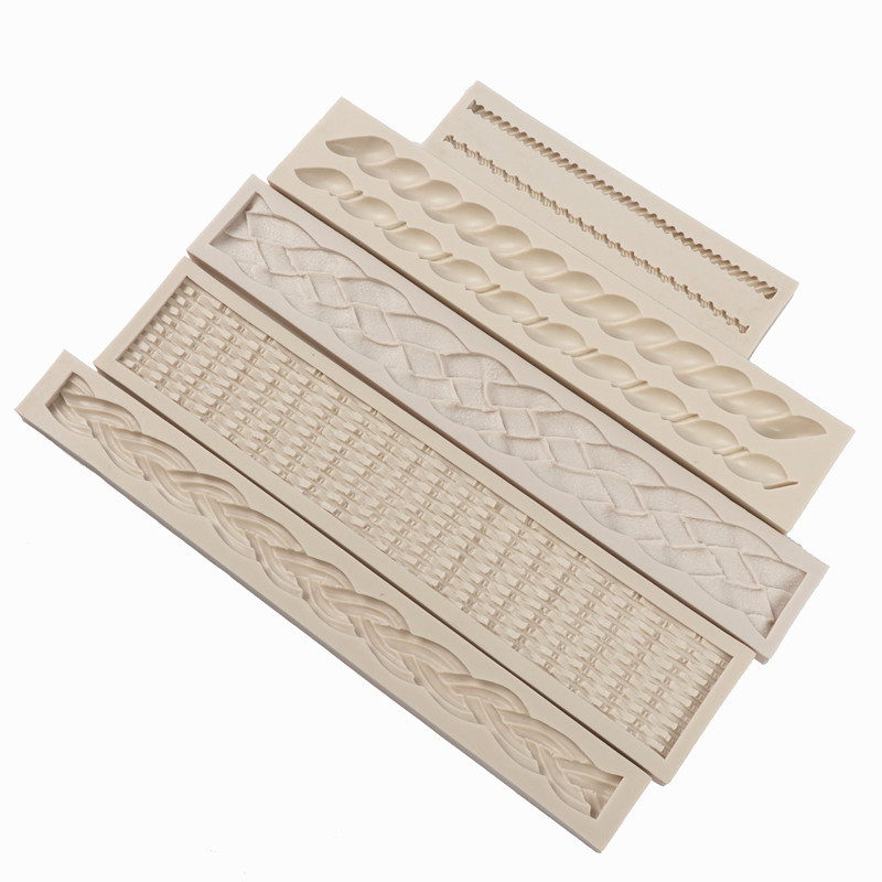 Fondant Silicone Mold Brick Wall Texture Twist Rattan Striped Cake Mold Braid Rope Bamboo Basket Cake Surrounding Border Mold