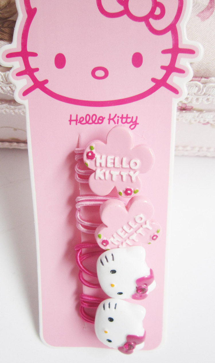 Hello Kitty Barrettes Hair Rope Cute Cake Flower Accessories Hello Kitty Headdress Baby Rubber Band