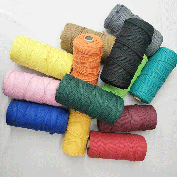 3mm Colorful Cotton Compound Rope Hand-Woven Bag DIY Decoration Bundling Threads Drawstring Bag Drawstring Cotton Rope