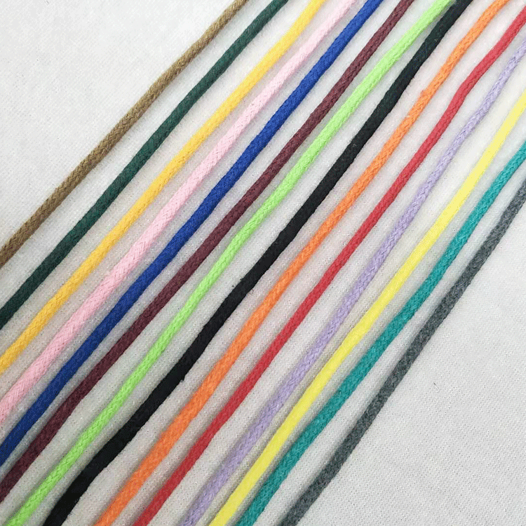 3mm Colorful Cotton Compound Rope Hand-Woven Bag DIY Decoration Bundling Threads Drawstring Bag Drawstring Cotton Rope