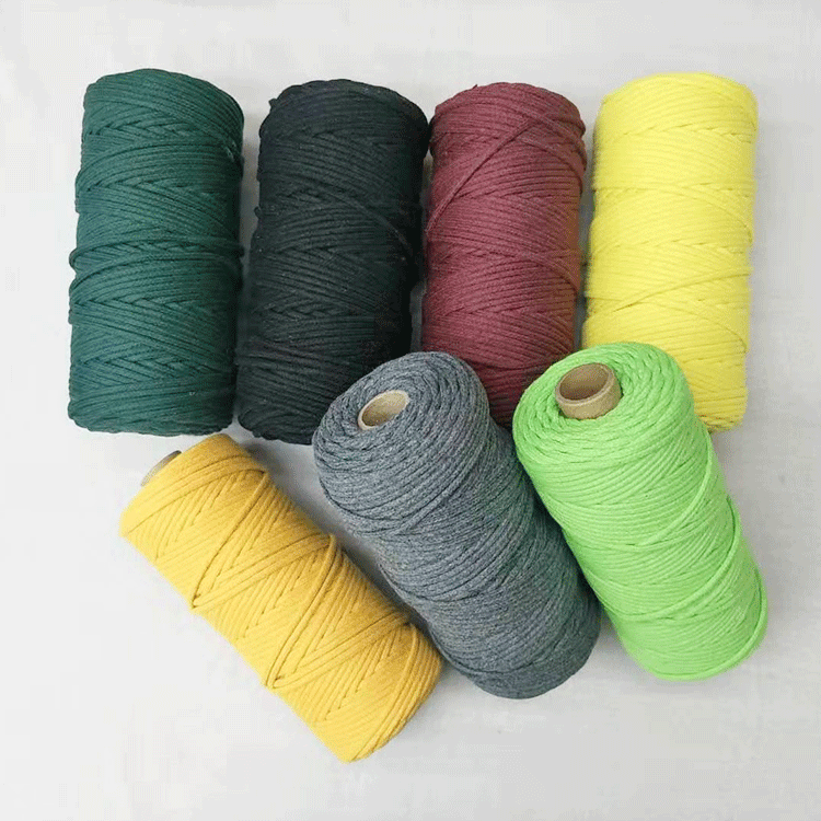 3mm Colorful Cotton Compound Rope Hand-Woven Bag DIY Decoration Bundling Threads Drawstring Bag Drawstring Cotton Rope