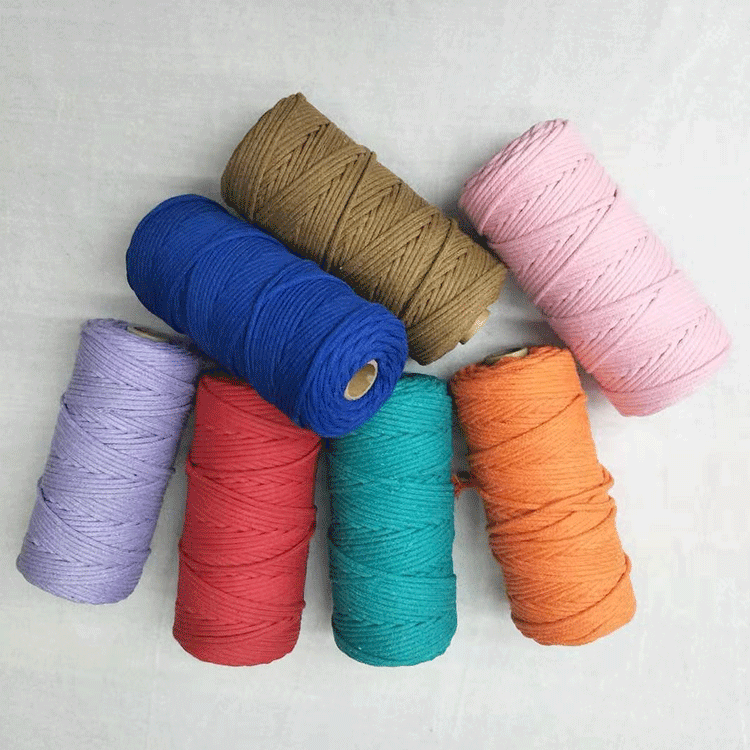 3mm Colorful Cotton Compound Rope Hand-Woven Bag DIY Decoration Bundling Threads Drawstring Bag Drawstring Cotton Rope