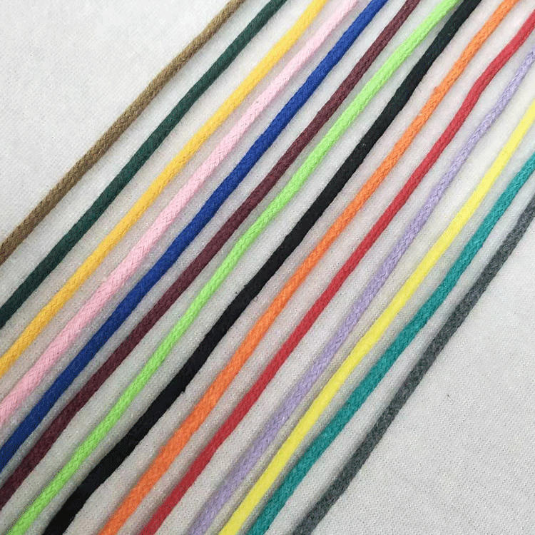 3mm Colorful Cotton Compound Rope Hand-Woven Bag DIY Decoration Bundling Threads Drawstring Bag Drawstring Cotton Rope
