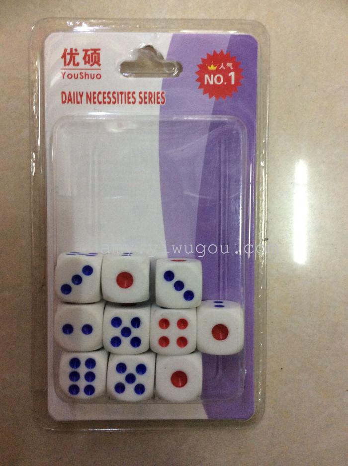 Entertainment supplies plastic blister packaging dice dice dice points sieve