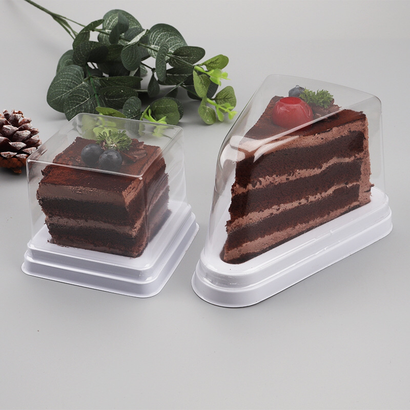 Blister Packaging Plastic Triangle Multi-Layer Mousse Cake Cut Transparent Baking Packaging Square Black Forest Dessert Box