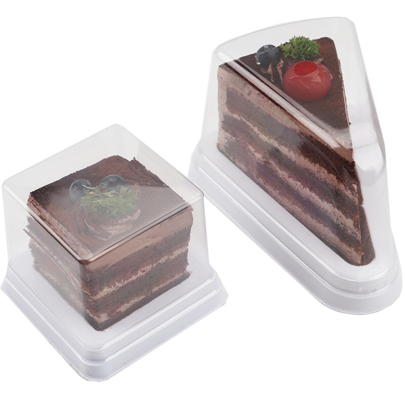 Blister Packaging Plastic Triangle Multi-Layer Mousse Cake Cut Transparent Baking Packaging Square Black Forest Dessert Box