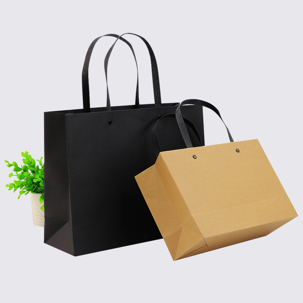 Gift Bag Cloth Bag Shopping Bag Kraft Paper Bag Black Paperboard Bag Enterprise Advertising Handbag Printing Logo