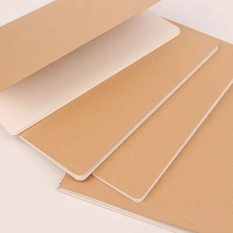 Korean A4 Kraft Paper Black Paperboard Notepad Blank Book Inner Page Horizontal Line Sketch Book Hand-Painted Notebook