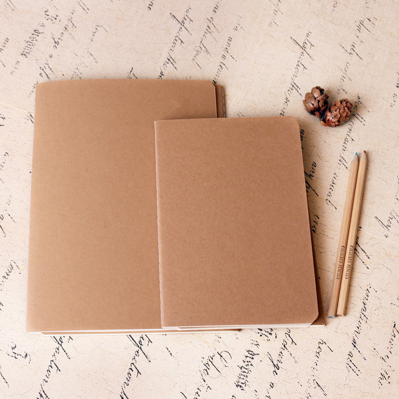 Korean A4 Kraft Paper Black Paperboard Notepad Blank Book Inner Page Horizontal Line Sketch Book Hand-Painted Notebook