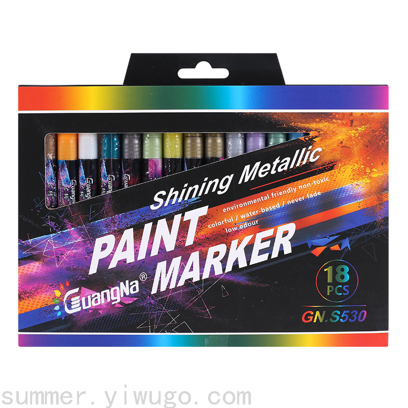 Guangna S530 Metal Marker Pen DIY Album Black Paperboard Graffiti Invitation Metal High Gloss Water-Based Painting Pen