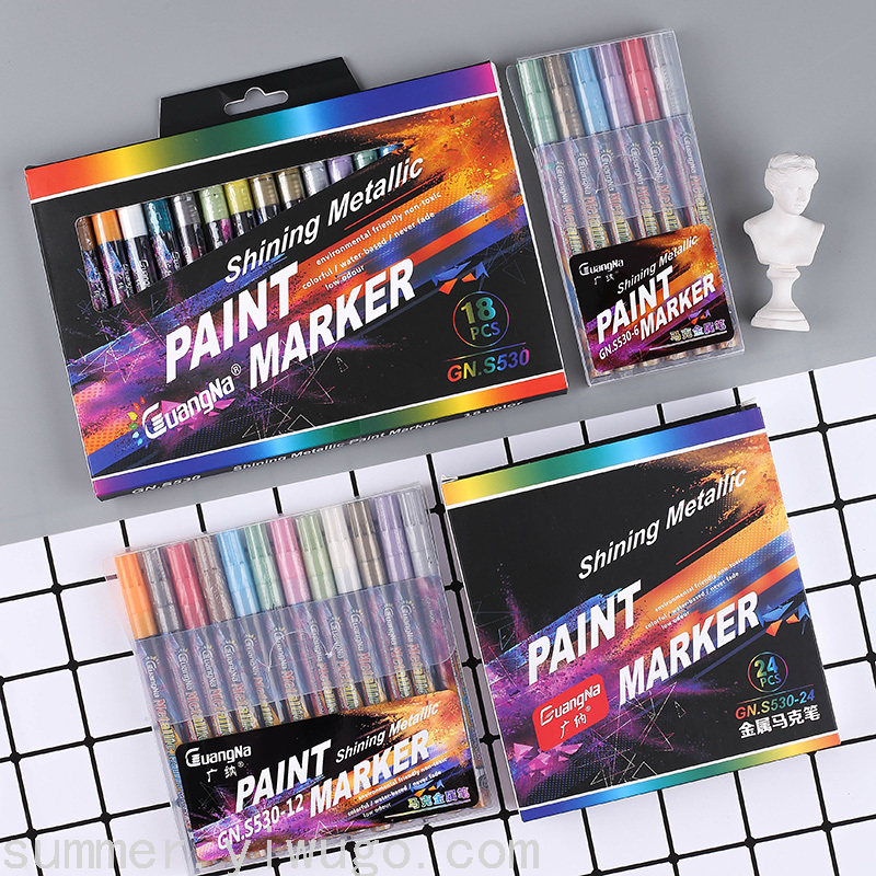 Guangna S530 Metal Marker Pen DIY Album Black Paperboard Graffiti Invitation Metal High Gloss Water-Based Painting Pen