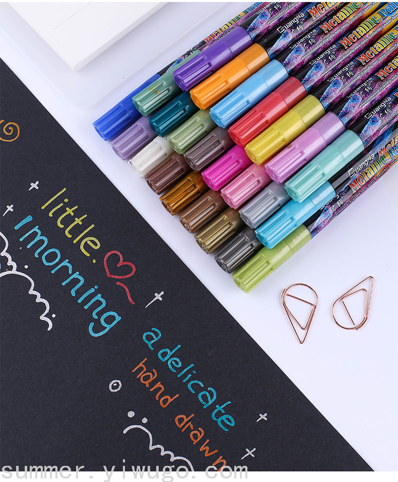 Guangna S530 Metal Marker Pen DIY Album Black Paperboard Graffiti Invitation Metal High Gloss Water-Based Painting Pen Guangna S530 Metal Marker Pen DIY Album Black Paperboard Graffiti Invitation Metal High Gloss Water-Based Painting Pen