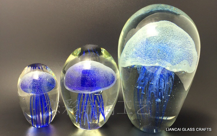 Coloured glaze crafts night light jellyfish glass jellyfish home paperboard decoration of the sea.