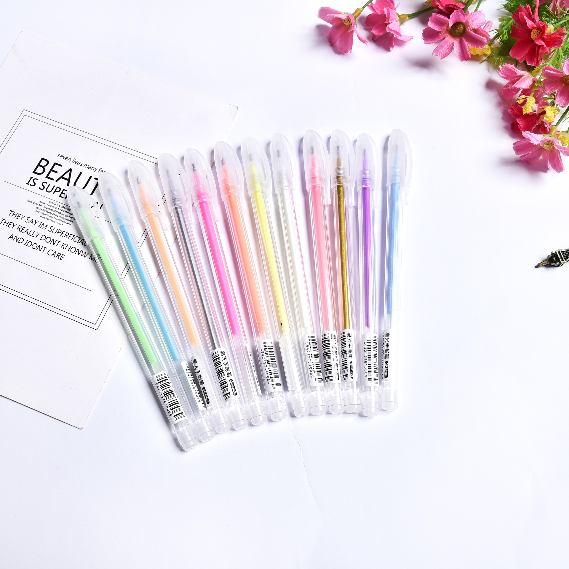 Creative Journal Gel Pen White Gold Silver DIY Black Paperboard Student Drawing with High Gloss Pastel Gel Pen