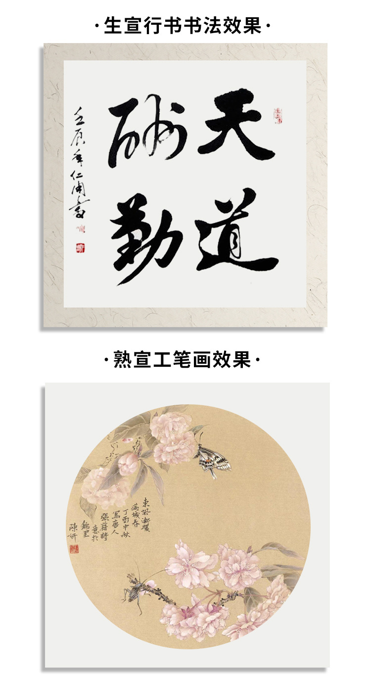 Factory Direct Sales Thickened Rice Paper Cardboard Traditional Chinese Painting Xuan Paper Calligraphy Blank Chinese Rice Paper Soft Paperboard round Lens Cardboard Wholesale