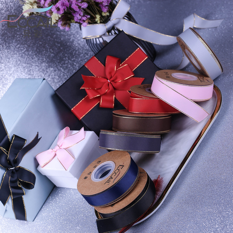 Golden Edge Thread Polyester Belt DIY Bow Hair Accessories Bouquet Cake Gift Box Packing Ribbon Clothing Accessories Ribbon