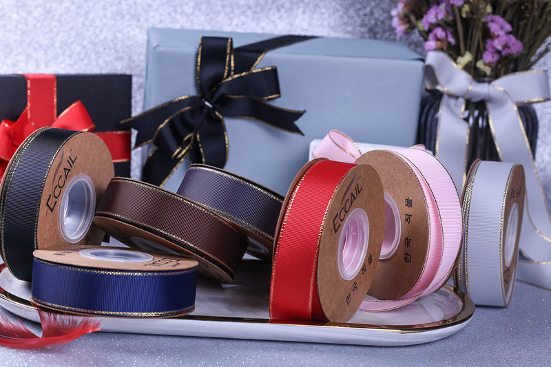 Golden Edge Thread Polyester Belt DIY Bow Hair Accessories Bouquet Cake Gift Box Packing Ribbon Clothing Accessories Ribbon