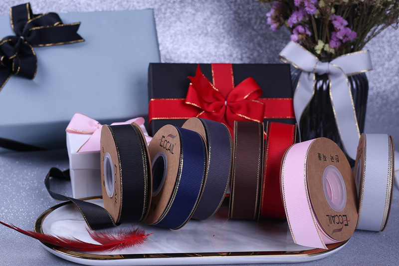 Golden Edge Thread Polyester Belt DIY Bow Hair Accessories Bouquet Cake Gift Box Packing Ribbon Clothing Accessories Ribbon