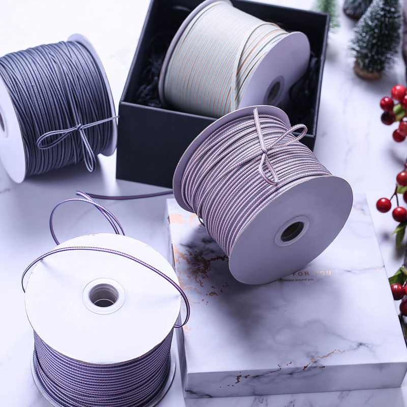 3mm Two-Color Stripe Band DIY Bow Hair Accessories Bouquet Packing Ribbon Clothing Accessories Cotton Ribbon