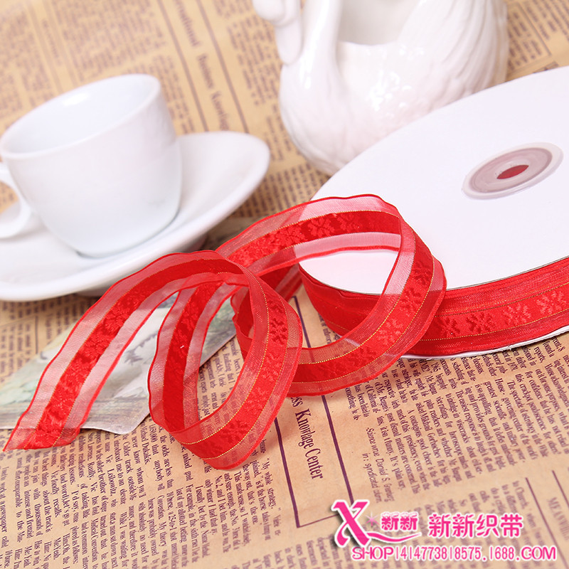 2cm Chrysanthemum Jacquard Net Tape DIY Clothing Sccessories Ferry Ribbon Gift Packing Ribbon Factory Direct Sales