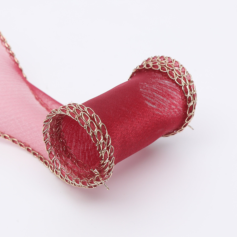 Phnom Penh Fishtail Organza Tape Bouquet Floral Flower Shop Flowers Packing Ribbon Wave Pattern Organza Tape Material Belt Manufacturer