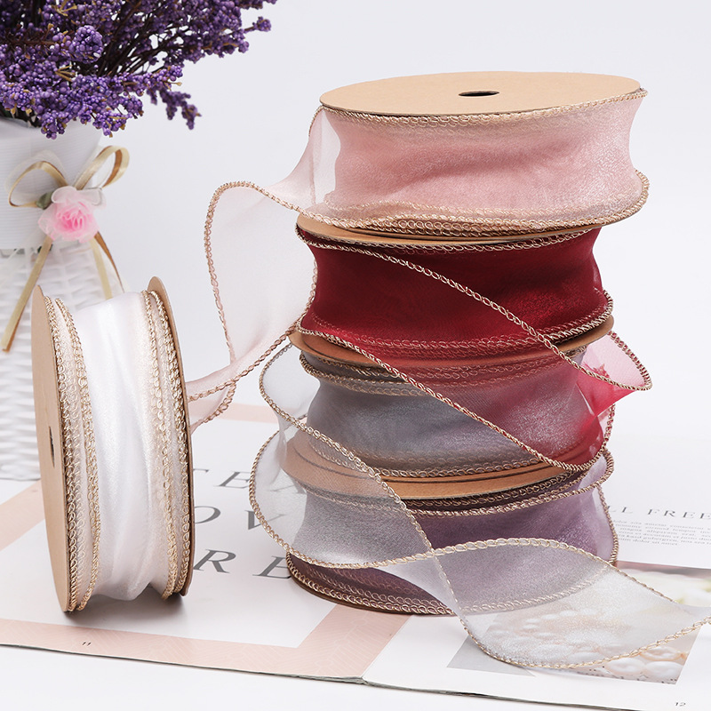 Phnom Penh Fishtail Organza Tape Bouquet Floral Flower Shop Flowers Packing Ribbon Wave Pattern Organza Tape Material Belt Manufacturer
