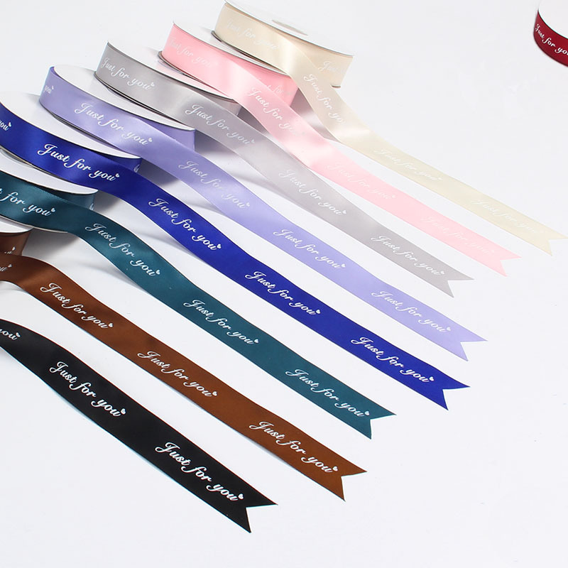 2.5cm English Letter Ribbon Floral Colorful Ribbon Silk Ribbon Wrapped Flower Bouquet DIY Material Flower Cake Packing Ribbon