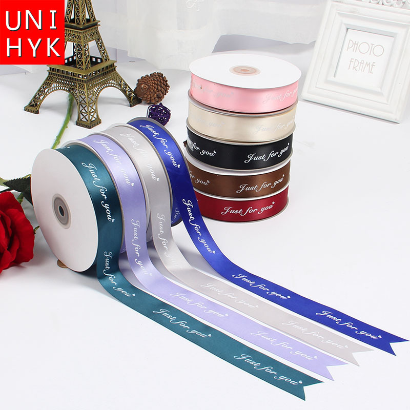 2.5cm English Letter Ribbon Floral Colorful Ribbon Silk Ribbon Wrapped Flower Bouquet DIY Material Flower Cake Packing Ribbon