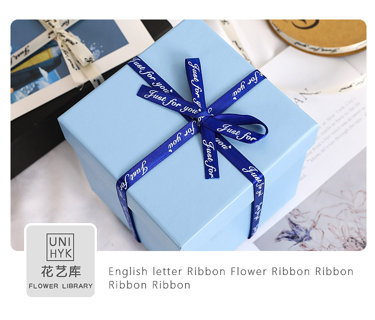 2.5cm English Letter Ribbon Floral Colorful Ribbon Silk Ribbon Wrapped Flower Bouquet DIY Material Flower Cake Packing Ribbon