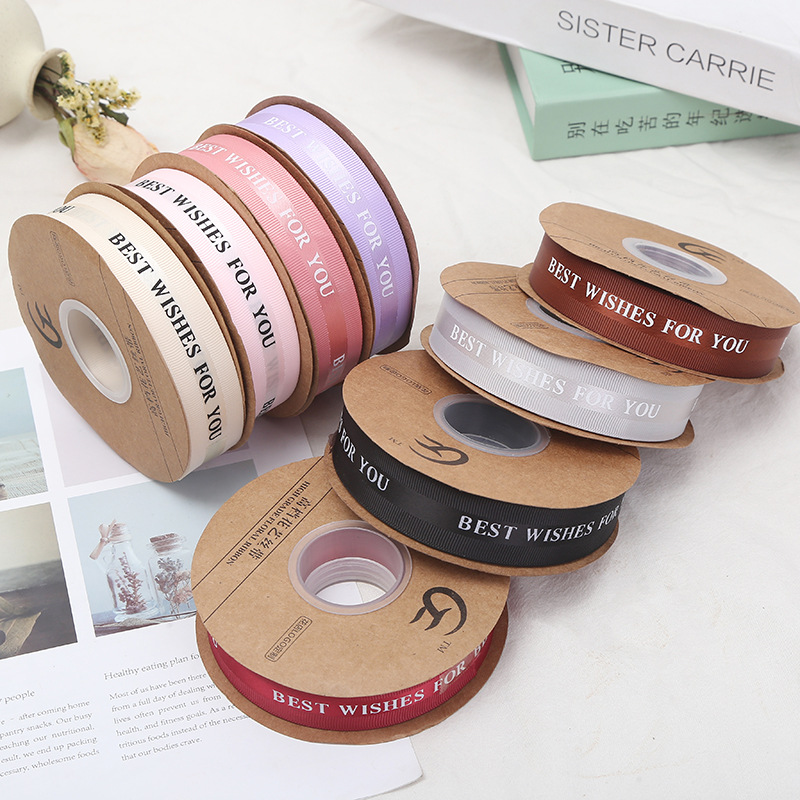 Korean Style HANAJIRUSHI Romantic English Ribbon Flower Shop Bouquet Cake Packing Ribbon Wedding Festival Webbing Ribbon Wholesale Korean Style HANAJIRUSHI Romantic English Ribbon Flower Shop Bouquet Cake Packing Ribbon Wedding Festival Webbing Ribbon Wholesale