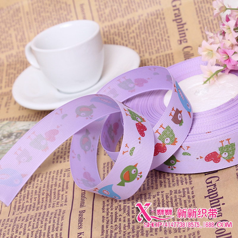 Clothing Accessories Polyester Ribbed Band Ribbon High Quality Gift Packing Ribbon Printed Rib Printed Tape