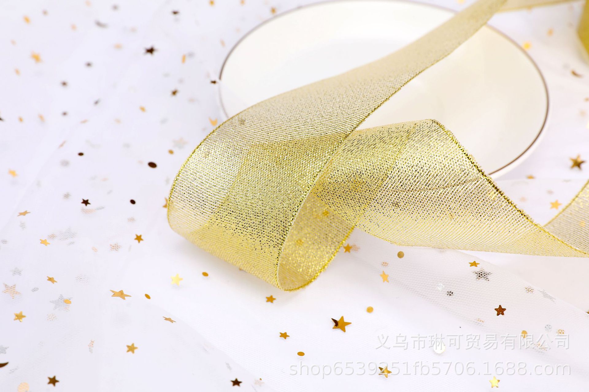 Gold and Silver Powder Glitter Tape Colored Bands Gift Box Packing Ribbon Festival Decorative Colored Ribbon Cake Box Satin Ribbon in Stock Wholesale