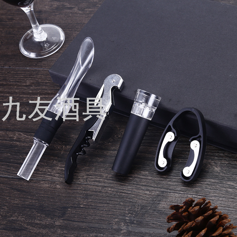 Acrylic Pen Shape Speedy Wine Decanter Hippocampus Knife Vacuum Stopper Bottle Opener Wine Set 4 PCs Paper Box Gift Set
