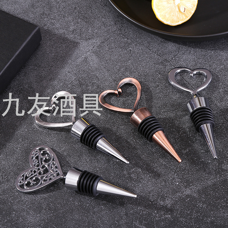 Heart-Shaped Cork Stainless Steel Wine Opener Bottle Opener 2-Piece Set Wine Set Gift Paper Box Heart-Shaped Cork Stainless Steel Wine Opener Bottle Opener 2-Piece Set Wine Set Gift Paper Box
