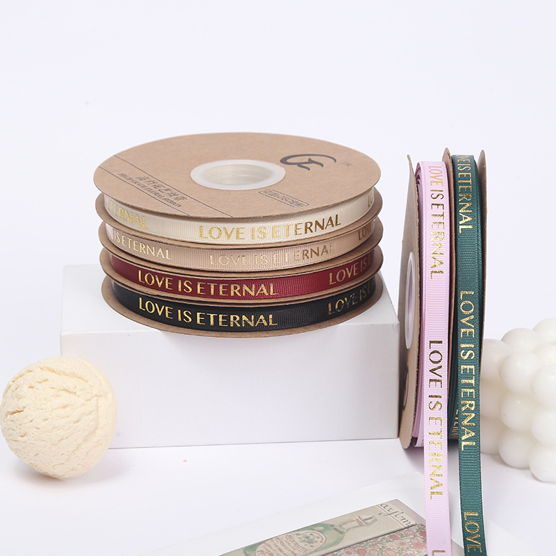Spot 1cm Thread Bronzing Floral Flower Shop Bouquet Flowers Packing Ribbon Gift Packaging Clothing Headdress Ribbon