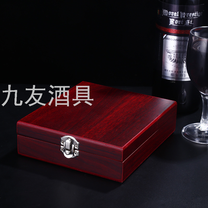 Stainless Steel Sanding Wine Opener Bottle Opener Wooden Box Set 4-Piece Wine Set Gift Set Business Gift